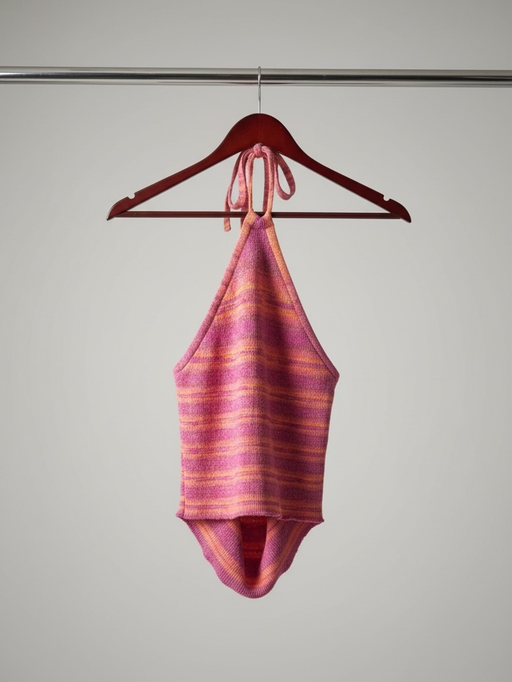 wild fable Pink and Orange Striped Knit Halter Crop Top